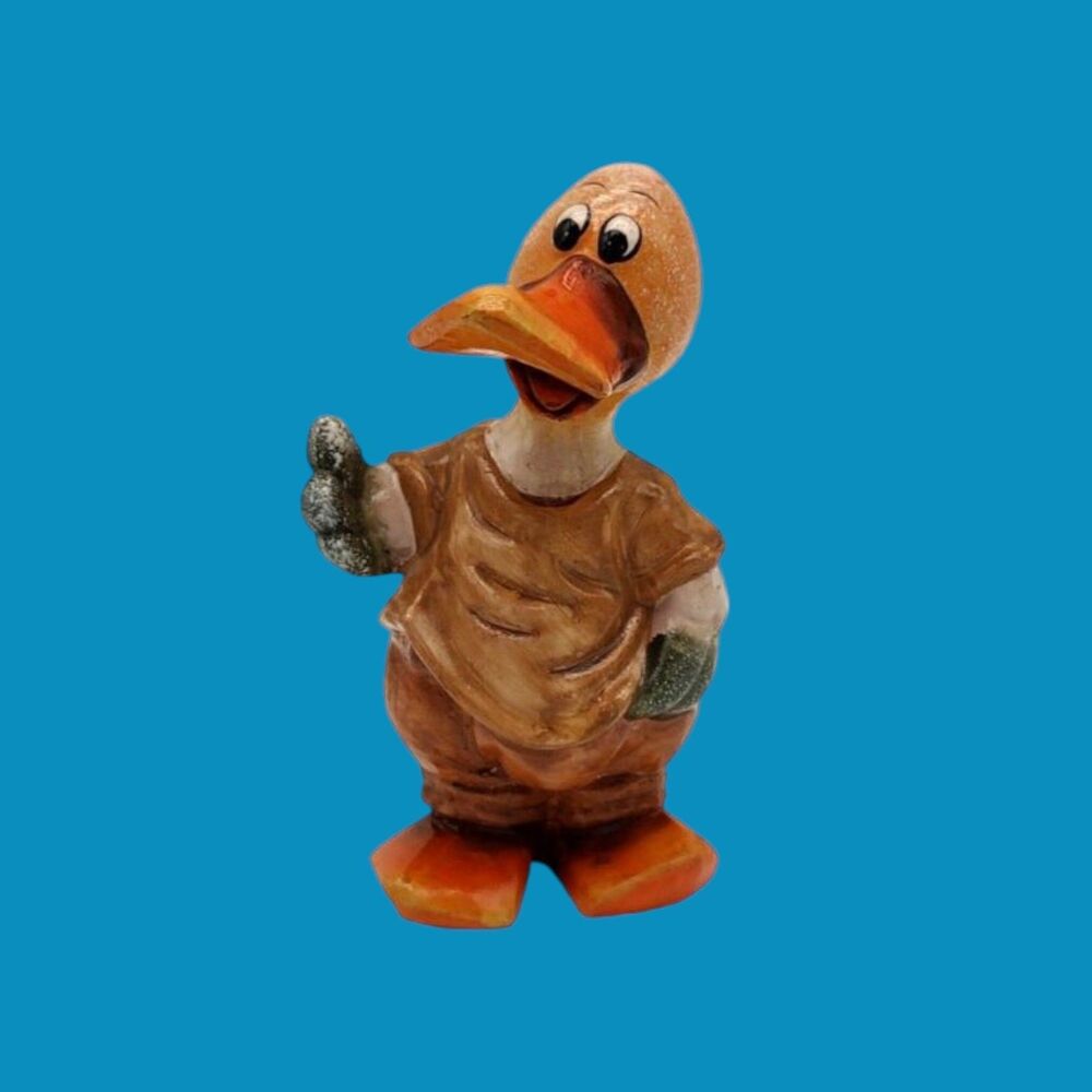 Vintage 6.5" Mid Century Animated Hand-Painted Ceramic Duck Figurine Office Gift